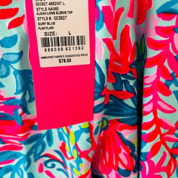 Aleah Long Sleeve Top Surf Blue Flim Flam Size L NWT Lilly Pulitzer - Picture 3 of 5